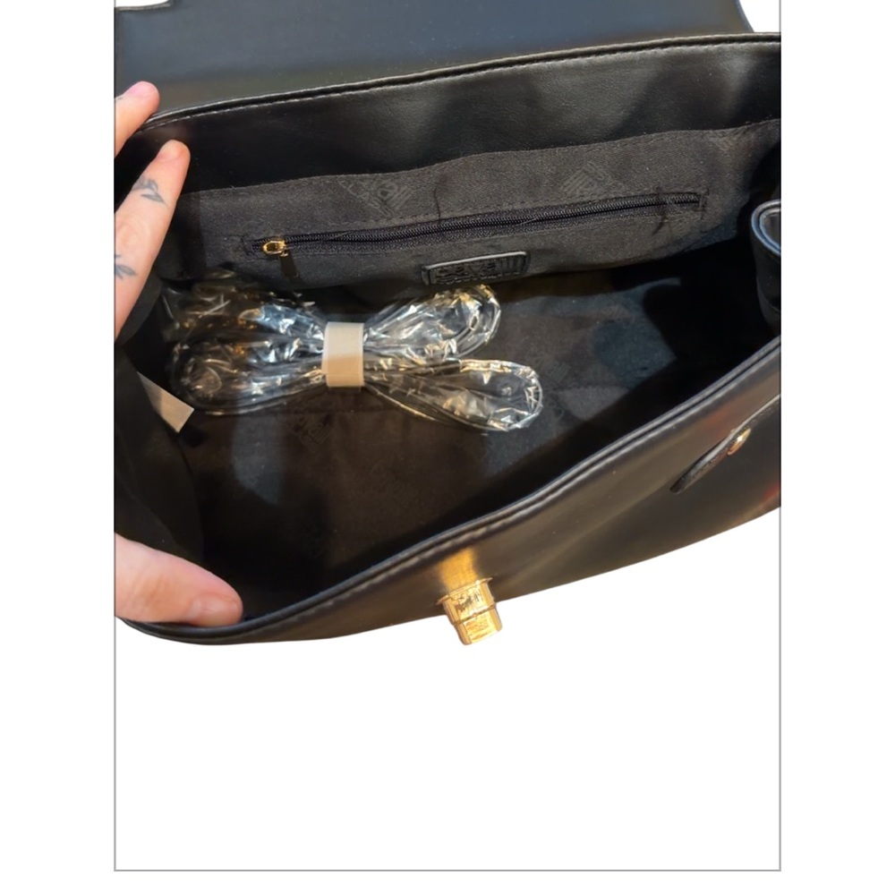 Cavalli Class Black Satchel with Gold Accent - Picture 2 of 2